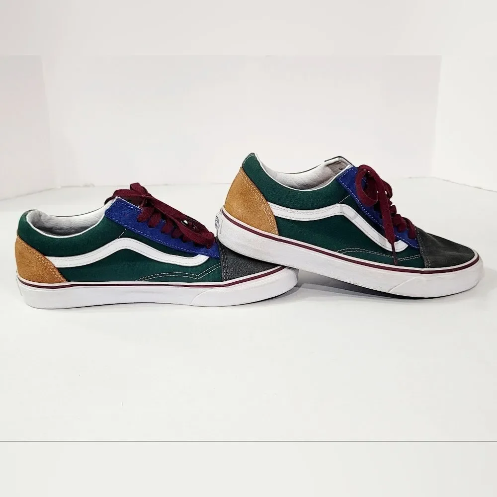 VANS Old Skool Yacht Club Sneakers Blue Green Yellow Colorblock 8.5M/10W EUC